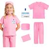 XEERUN 5 pezzi costume da medico per bambini, per Halloween, cosplay, set da gioco per ragazze, 3-11 anni, vestiti, pantaloni, cappello, maschera, permesso di lavoro