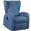 POLTRONE ITALIA Poltrona Relax Elettrica 2 motori alzapersona e reclinazione indipendente schienale pediera Roller 4 ruote poggiatesta laterali seduta indeformabile antimacchia Blu