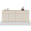 WHOUS Credenza e Buffet GARDA per Soggiorno con 2 Cassetti e 4 Ante, Madia per Salotto, Cucina e Sala da Pranzo in Legno, 160,1x35x70 cm, Cashmere e Rovere Chiaro
