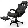 BAKAJI Sedia Poltrona Gaming Scrivana Ufficio Casa in Ecopelle Schienale Reclinabile Cuscino Lombare Poggiatesta Rotazione 360 Gradi Direzionale Altezza Regolabile 5 Ruote con Poggiapiedi (Black)