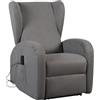 POLTRONE ITALIA Poltrona Relax Elettrica 2 motori alzapersona e reclinazione indipendente schienale pediera Roller 4 ruote poggiatesta laterali seduta indeformabile antimacchia Grigio