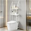 HUOLE - Scaffale per il bagno, armadio per il bagno, mobile WC con protezione antiribaltamento, scaffale sopra la lavatrice, 47 x 25 x 166 cm, colore: bianco