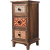 Dokiiovo Armadietto vintage a 3 livelli, sottile, cassettiera con 3 cassetti, in legno, stile retrò, per soggiorno, camera da letto, ufficio, 30 x 30 x 63 cm (marrone + colorato)