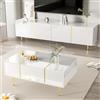 MSMOK Moderno set di mobili per TV e tavolino da caffè, colore bianco lucido (100 x 60 cm + 170 x 35 cm, bianco)