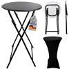 CHEFGASTRO Tavolo da bar con coperture pieghevole rotondo HxØ 110x60cm da bistrot per interni ed esterni in acciaio pannello MDF con rivestimento in PVC Nero