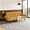 JIEXI Divano Letto 3 Posti, Divano Trasformabile in Stile Scandinavo Moderno con Schienale Regolabile e Gambe in Legno Massello, Divanetto in Tessuto Traspirante per Soggiorno e Piccoli Spazi, Giallo