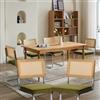 FINTHOMING Set di 6 Sedie da Pranzo, Sedie da Pranzo con Cuscino in Velluto con Schienale in Canna Naturale e Base in Cromo in Acciaio Inossidabile, Sedie da Cucina Imbottite in Rattan