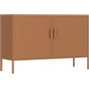Brigros - Credenza Metallo 2 Ante 100x40x72 Cm Con Ripiano Regolabile E Piedi Regolabili 18 Cm, Mobile Cucina Credenza Moderna Salvaspazio Per Cucina, Soggiorno O Ingresso (Mattone)