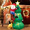 Danxilu Albero di Natale Gonfiabile Decorazione 180cm con Luci LED | Gonfiabili Natalizi Esterni con Babbo Natale Inseguito da Un Cane per Interno Esterno Giardino Feste Prato Cortile