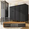 SPTZQURY Armadio Guardaroba Portatile per Carichi Pesanti (A,black, 242cm)
