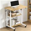 Verdego Scrivania regolabile in altezza, tavolino con ruote, 2 ripiani, tavolo per PC, 40x60x63-90cm, salvaspazio, piccola scrivania mobile per computer per casa, ufficio, divano, letto (noce)