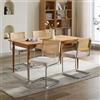 FINTHOMING Set di 4 Sedie da Pranzo, Sedie da Pranzo con Cuscino in Velluto con Schienale in Canna Naturale e Base in Cromo in Acciaio Inossidabile, Sedie da Cucina Imbottite in Rattan