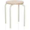 hjh LIVING Sgabello con gambe in metallo e seduta in legno ALRANDA Sgabello impilabile in stile scandi, rotondo, struttura robusta in acciaio, bianco/rovere