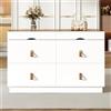 Moimhear Credenza bianca 120 x 40 x 78 cm, cassettiera con 6 cassetti in vetro monolocale, con scomparto per camera da letto e soggiorno