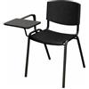 SEDIAOFFICE - Sedie Ufficio Senza Ruote con Bracciolo e Tavoletta, Sedia Scrivania per Studio, Sala Riunioni e Conferenze, Comoda Sedia Ufficio Economica in Plastica resistente (Nero)