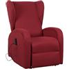 POLTRONE ITALIA Poltrona Relax Elettrica 2 motori alzapersona e reclinazione indipendente schienale pediera Roller 4 ruote poggiatesta laterali seduta indeformabile antimacchia Rosso