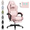 Douxlife Sedia Gaming Ergonomica da Ufficio con Poggiapiedi, Rosa | Poltrona ergonomica in tessuto con cuscino lombare massaggiante, seduta a molle, portata 158kg, per casa e ufficio