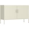 Brigros - Credenza Metallo 2 Ante 100x40x72 Cm Con Ripiano Regolabile E Piedi Regolabili 18 Cm, Mobile Cucina Credenza Moderna Salvaspazio Per Cucina, Soggiorno O Ingresso (Avorio)