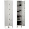 Brigros - Armadietto Metallico Multiuso con Serratura, 5 Ante, Grigio, 180x45x38 cm, Armadio Spogliatoio Salvaspazio in Metallo per Ufficio o Spogliatoio