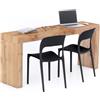 Mobili Fiver, Scrivania Evolution 180x40, Rovere Rustico con Due Gambe, NO, Scrivania moderna per Camera, Ufficio, Made in Italy