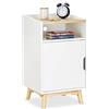 Relaxdays Comodino con anta, 4 gambe in legno di pino, bianco | Design scandinavo, vano aperto, comodino 74 x 43 x 40 cm