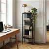 [en.casa] Armadio Vetrina Espositore Credenza Moderna in Acciaio e Vetro Trasparente per Soggiorno Sala Pranzo Studio Ufficio 116 x 34 x 30 cm Nero