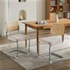 FINTHOMING Set di 2 Sedie da Pranzo, Sedie da Pranzo con Cuscino in Velluto con Schienale in Canna Naturale e Base in Cromo in Acciaio Inossidabile, Sedie da Cucina Imbottite in Rattan