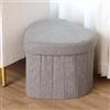 MUMUXIAO Pouf imbottito con contenitore, a forma di cuore, poggiapiedi pieghevole, per soggiorno e camera da letto, in soffice peluche imbottito (grigio)