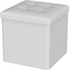 Oak & Tea Pouf in poliuretano con vano portaoggetti, a cubo pieghevole, per soggiorno, camera da letto, 30 x 30 x 30 cm, bianco