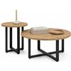 Shally Dogan Set 2 Tavolini da Caffè per Soggiorno Design Moderno, Struttura in Metallo Nero Resistente, Tavoli Rotondi Salvaspazio per Salotto, Casa, Ufficio, Studio, Quercia