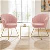 Hellove Sedia Trucco, Set di 2 Poltrona Conchiglia in Teddy con Placcato Oro Metallo Gambe, Moderno Poltrona Salotto con Seduta Morbida Imbottita per Camera da letto/Soggiorno/Vanità, Rosa