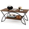 LIFEZEAL Tavolino da Salotto, Tavolino Basso a 2 Ripiani, Tavolino da Caffè, da Divano, Moderno, in Legno, Gambe Curve in Metallo, Montaggio Semplice, per Soggiorno, Max 70kg, 100x50x45cm, Marrone