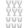 COSE DA CASA Set 12 Bicchieri 6 acqua 6 vino calici con piede in Vetro trasparente da tavola Eleganti Stile Raffinatezza in casa per Ogni Tavola e Occasione bar hotel ristorante