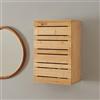 [en.casa] Mobiletto da Parete con Anta Armadietto Sospeso da Bagno a Scomparti Chiusi e Ripiano Pensile a Muro 50x33x20 cm per Lavanderia Cucina - Bambù Naturale