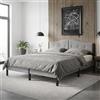 ML DESIGN modern living ML-Design Letto Matrimoniale Imbottito 180x200 cm, Struttura Robusta, Giroletto con Testiera Imbottita e Rete a Doghe,Design Moderno, Telaio in Acciaio e Tessuto di Lino, Grigio, per Camera da Letto