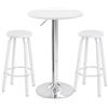 WOLTU Set Tavolo da Bar e 2 Sgabelli, Tavolo Rotondo Girevole a 360° e Regolabile in Altezza 70-91 cm, Sgabelli con Poggiapiedi, Struttura in Acciaio (Bianco/Bianco, 52x52x91cm/φ30x72cm)