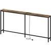 Lifewit Consolle Stretta 180cm con 2 Prese e Porta USB per il Soggiorno, Tavolo da Ingresso Industriale, Ingresso del Corridoio, Corridoio Dell'ufficio, Dietro il Divano, 180x20x80cm, Marrone Rustico