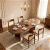 Calivra Tavolo da pranzo allungabile 120/160 x 80 cm per 4-6 persone, tavolo da pranzo rettangolare con angoli arrotondati e piano da 18 mm, tavolo da cucina moderno in stile semplice (noce, 120/160 x 80 cm)