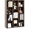 COSTWAY Libreria a 11 Cubi, Scaffale Moderno Geometrico con Kit Anti-Ribaltamento, Organizzatore di Libri Multifunzionale per Soggiorno Camera da Letto Studio, 74 x 24 x 106 cm (Marrone)