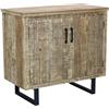 milani home - madia credenza 2 ante in legno e metallo, legno naturale e nero, 90 x 45 x 83 cm
