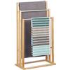 Relaxdays Portasciugamani, Piantana per Bagno e Cucina, 3 Aste, in Bambù e Acciaio Inox, HxLxP: 84x48x26 cm, Naturale