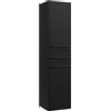 Badplaats B.V. Mobiletto da bagno Florence 30 x 35 x 130 cm, nero opaco - Mobile da bagno alto con 2 ante e 1 cassetto