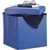 Relaxdays Sgabello, Coperchio, Pouf Contenitore, Poggiapiedi, in finta pelle, H x L x P: 38 x 38 x 38 cm ca Blu, Tela, Multi Colore, 1 pz