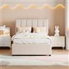 boorbin Lettino imbottito idraulico, letto alto in lino, delicato sulla pelle, 90 x 200 cm (beige)