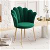 joolihome living Poltrona moderna in velluto, con schienale alto curvo e gambe in metallo placcato oro, per camera da letto, soggiorno, angolo lettura, verde