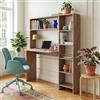 [en.casa] Scrivania con Libreria Integrata Tavolo Postazione di Lavoro e Mensole Scrittoio con 6 Scomparti Vani Portaoggetti Aperti 143 x 114 x 40 cm per Studio Ufficio Cameretta - Effetto Legno