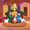 COSTWAY Presepe di Natale Gonfiabile da 180 cm, Decorazione Natalizia Gonfiabile Scena della Natività, con Luci LED Incorporate, per Interni e Esterni
