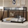 OKMYHOME Letto a castello 90 x 190 cm/140 x 190 cm - Letto adolescente adulto con scala e barriera di sicurezza, struttura in ferro - senza materasso - nero