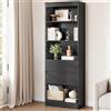 FORABAMB Mobile Alto con Ripiano Regolabile, Mensola in Piedi, Mobiletto da Bagno, Libreria a Scomparti Aperti,Mobiletto Multiuso per Bagno, Soggiorno, Camera da Letto, 180 x 60 x 24 cm(Nero)