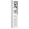SoBuy Mobile Colonna Bagno Alto e Stretto Armadietto Bagno Salvaspazio con Cassetto e 3 Ripiani Aperti - Mobiletto per Bagno Piccolo, in MDF Arredo Bagno Salvaspazio Moderno 35x161x32cm BZR36-W